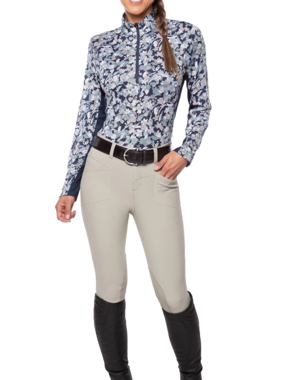 Kerrits Aire Ice Blue Long Sleeve Shirt Top Zip Equestrian Riding Women’s XS
